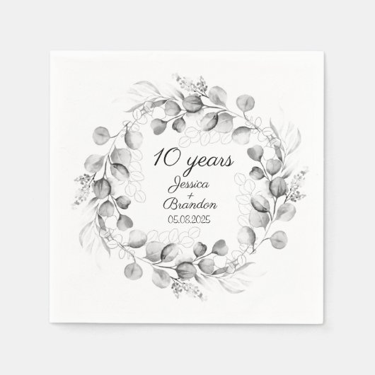 Eucalyptus 10e Tin Bruiloft Jubileum Servet (Voorkant)