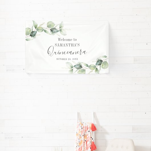 Eucalyptus 15e verjaardag Quinceanera Celebration Spandoek (Insitu)