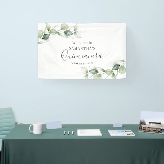 Eucalyptus 15e verjaardag Quinceanera Celebration Spandoek (Beurs)