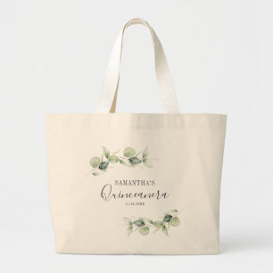Eucalyptus 15e verjaardag Quinceanera Keepsake Grote Tote Bag