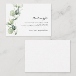 Eucalyptus 15e verjaardag Quinceanera Party Geen G Informatiekaartje