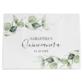 Eucalyptus 15th Birthday Greenery Quinceanera Groot Cadeauzakje (Voorkant)