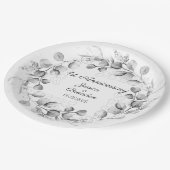 Eucalyptus 1e huwelijksverjaardag van papier  papieren bordje (Gekanteld)