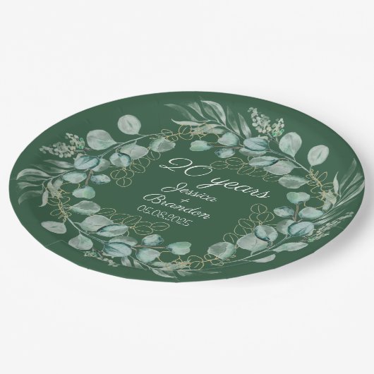 Eucalyptus 20e Emerald bruiloft Jubileum Papieren Bordje (Gekanteld)