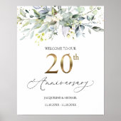 Eucalyptus 20th Wedding Jubileum Welkomstteken Poster (Voorkant)
