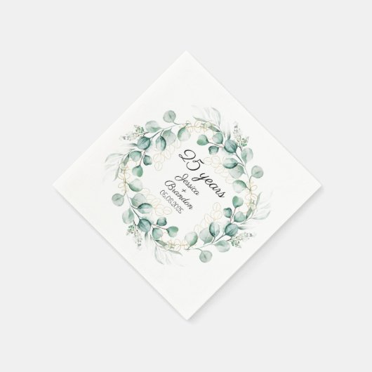 Eucalyptus 25e zilveren bruiloft Jubileum Servet (Hoek)