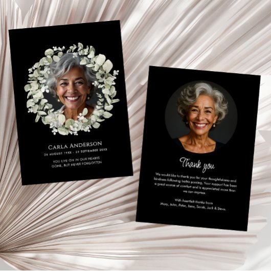 Eucalyptus 2-foto begrafenis / gedenkteken bedankkaart