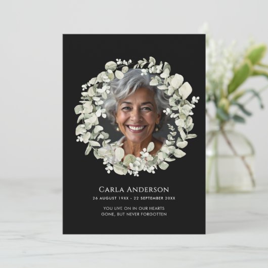 Eucalyptus 2-foto begrafenis / gedenkteken bedankkaart (Staand voorkant)