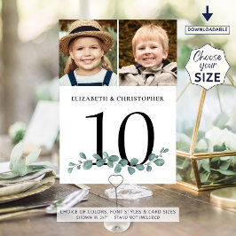 Eucalyptus 2 Tabelnummer foto bruiloft Kaart