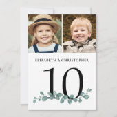 Eucalyptus 2 Tabelnummer foto bruiloft Kaart (Voorkant)