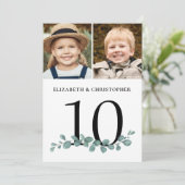 Eucalyptus 2 Tabelnummer foto bruiloft Kaart (Staand voorkant)