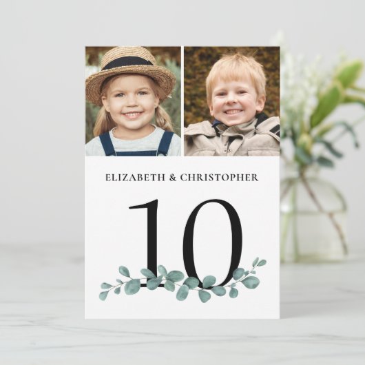 Eucalyptus 2 Tabelnummer foto bruiloft Kaart (Staand voorkant)