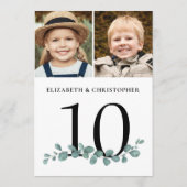 Eucalyptus 2 Tabelnummer foto bruiloft Kaart (Achterkant)