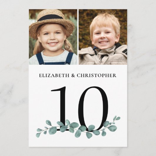 Eucalyptus 2 Tabelnummer foto bruiloft Kaart (Achterkant)