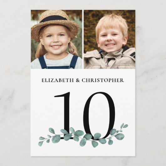 Eucalyptus 2 Tabelnummer foto bruiloft Kaart (Voorkant)