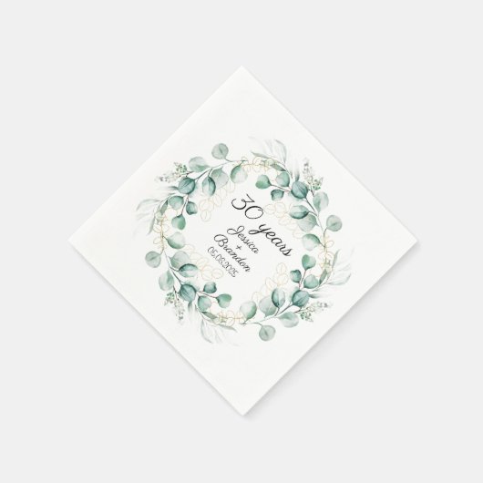 Eucalyptus 30e Pearl Bruiloft Jubileum Servet (Hoek)