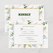 Eucalyptus 3 drie maaltijd keuze bruiloft RSVP kaartje (Voorkant / Achterkant)