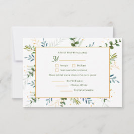 Eucalyptus 3 drie maaltijd keuze bruiloft RSVP kaartje