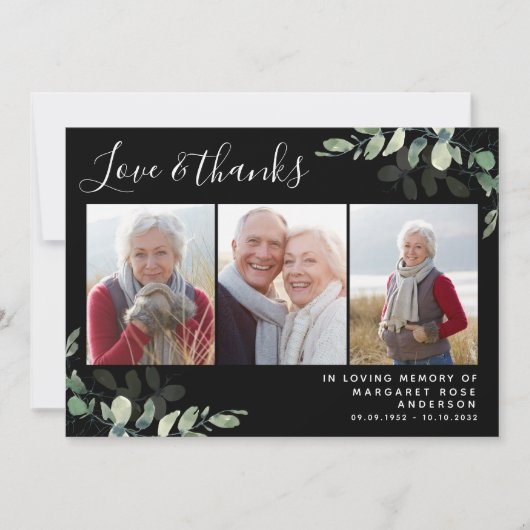 Eucalyptus 3 Foto Funeral Sympathie Hartelijk dank Bedankkaart (Voorkant)