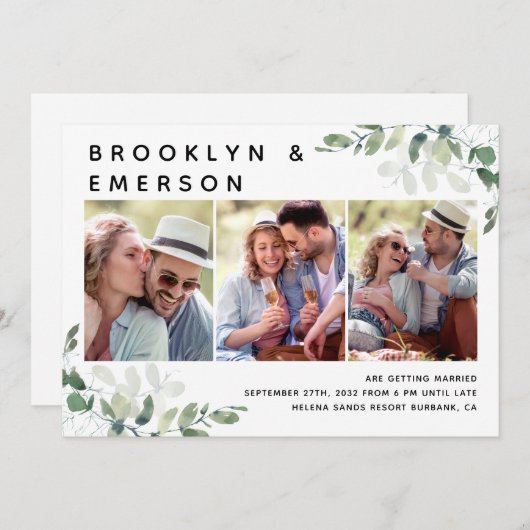 Eucalyptus 3 Foto QR Code Weddenschap Kaart (Voorkant / Achterkant)