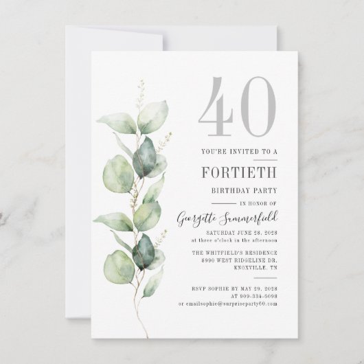 Eucalyptus 40e verjaardag kaart (Voorkant)