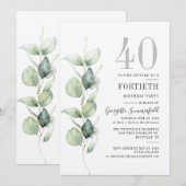 Eucalyptus 40e verjaardag van de uitnodiging (Voorkant / Achterkant)