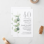 Eucalyptus 40e verjaardag van de uitnodiging (Voorkant / Achterkant in situ)