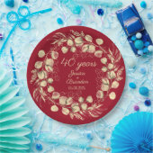 Eucalyptus 40th Red Ruby Bruiloft Jubileum Papieren Bordje (Feest)