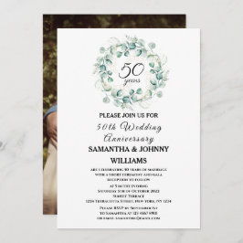 Eucalyptus 50e bruiloft Jubileum Foto Goud Kaart