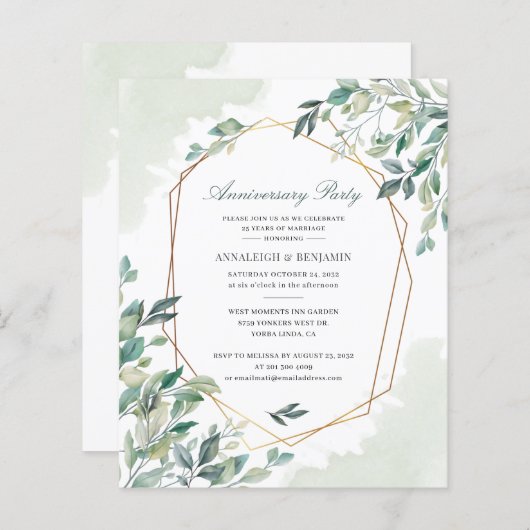 Eucalyptus 50e bruiloft Jubileum uitnodiging (Voorkant / Achterkant)