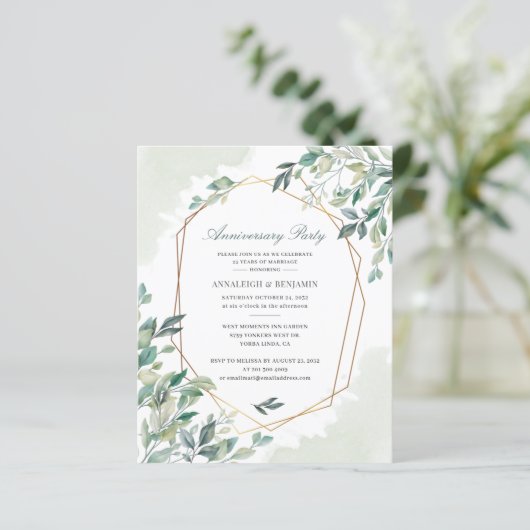 Eucalyptus 50e bruiloft Jubileum uitnodiging (Staand voorkant)