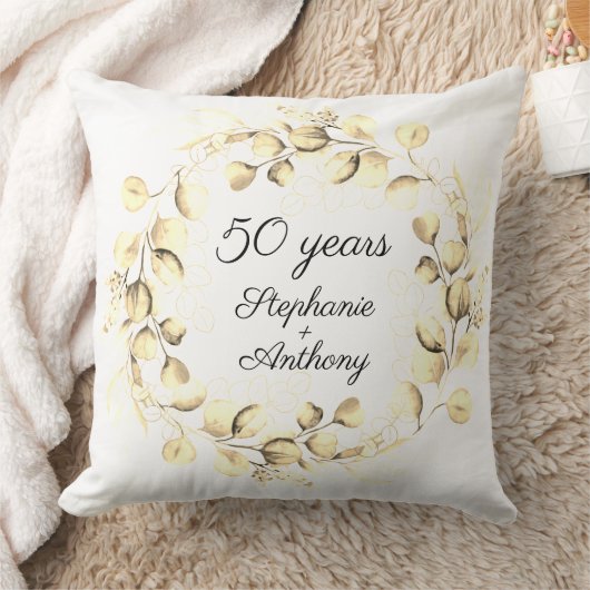 Eucalyptus 50e gouden bruiloft Jubileum Kussen (Deken)