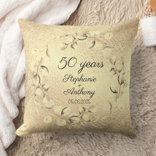 Eucalyptus 50e gouden bruiloft Jubileum Kussen (Deken)