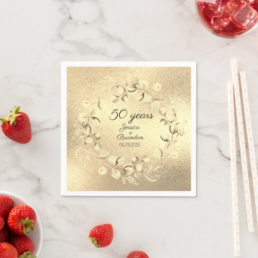 Eucalyptus 50e gouden bruiloft Jubileum Servet (Insitu)