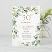 Eucalyptus 50e verjaardagsuitnodiging kaart (Staand voorkant)