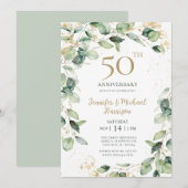 Eucalyptus 50e verjaardagsuitnodiging kaart (Voorkant / Achterkant)