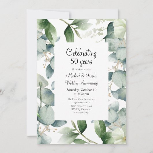 Eucalyptus 50ste bruiloft Jubileum Kaart (Voorkant)