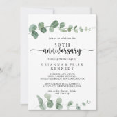Eucalyptus 50th Wedding-Jubileum van de fijne puin Kaart (Voorkant)