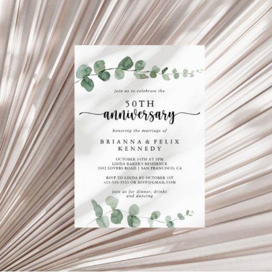 Eucalyptus 50th Wedding-Jubileum van de fijne puin Kaart