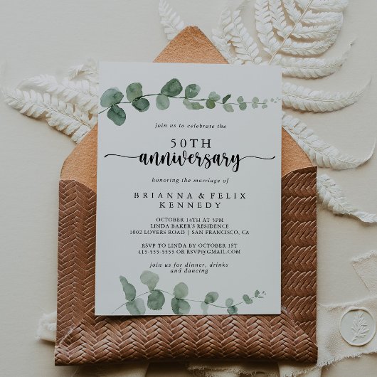 Eucalyptus 50th Wedding-Jubileum van de fijne puin Kaart