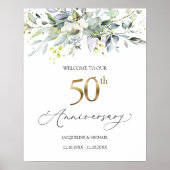 Eucalyptus 50th Wedding Jubileum Welkomstteken Poster (Voorkant)