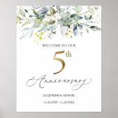 Eucalyptus 5th Weddenschap Jubileum Welkomstteken Poster (Voorkant)