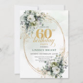 Eucalyptus 60e verjaardag Boho groene uitnodiging (Voorkant)