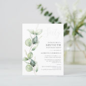 Eucalyptus 60e verjaardag Party uitnodiging (Staand voorkant)