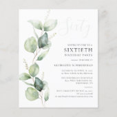 Eucalyptus 60e verjaardag Party uitnodiging (Voorkant)