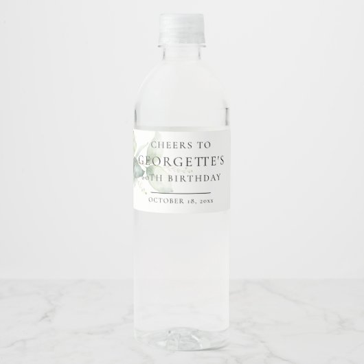 Eucalyptus 60e volwassen verjaardag waterfles etiket (Voorkant)