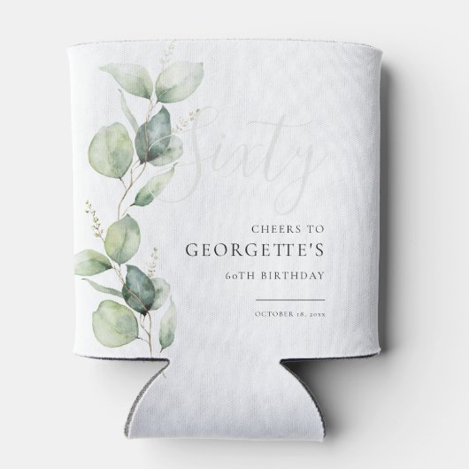 Eucalyptus 60e volwassen verjaardagsfeestje blikjeskoeler (Achterkant)