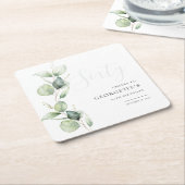 Eucalyptus 60e volwassen verjaardagsfeestje kartonnen onderzetters (Schuin)