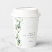 Eucalyptus 60e volwassen verjaardagsfeestje papieren bekers (Voorkant)
