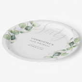 Eucalyptus 60e volwassen verjaardagsfeestje papieren bordje (Gekanteld)
